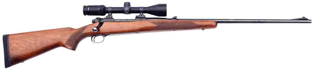 A Winchester Model 70, circa 1952, with a 26-inch barrel and a Zeiss Terra 3-9x 42mm scope in S&K mounts. A very handsome and surprisingly accurate package.
